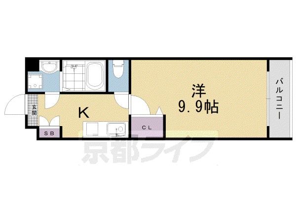 京都市東西線 太秦天神川駅 徒歩1分 6階建 築20年(1K/3階)の間取り写真