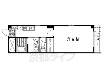 京都市東西線 西大路御池駅 徒歩5分 4階建 築19年(1K/2階)の間取り写真