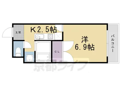 阪急電鉄京都線 西院駅(阪急) 徒歩10分 2階建 築24年(1K/1階)の間取り写真