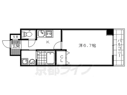 GRANDETERNA京都西京極(1K/6階)の間取り写真