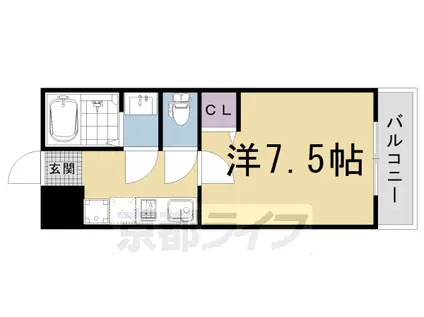 阪急電鉄京都線 西院駅(阪急) 徒歩7分 4階建 築19年(1K/1階)の間取り写真
