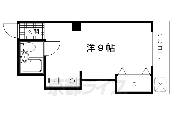 京福北野線 北野白梅町駅 徒歩6分 4階建 築43年(1K/2階)の間取り写真