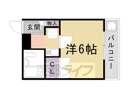 山陰本線 円町駅 徒歩4分 4階建 築27年(1K/3階)の間取り写真