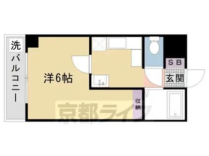 山陰本線 円町駅 徒歩7分 4階建 築36年(1K/2階)の間取り写真