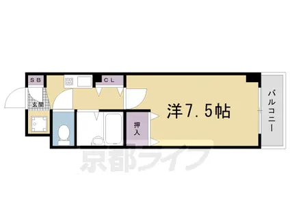山陰本線 花園駅(京都) 徒歩7分 4階建 築29年(1K/1階)の間取り写真