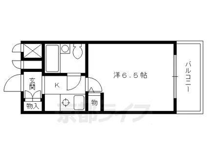 京都市烏丸線 丸太町駅(京都市営) 徒歩5分 4階建 築38年(1K/3階)の間取り写真