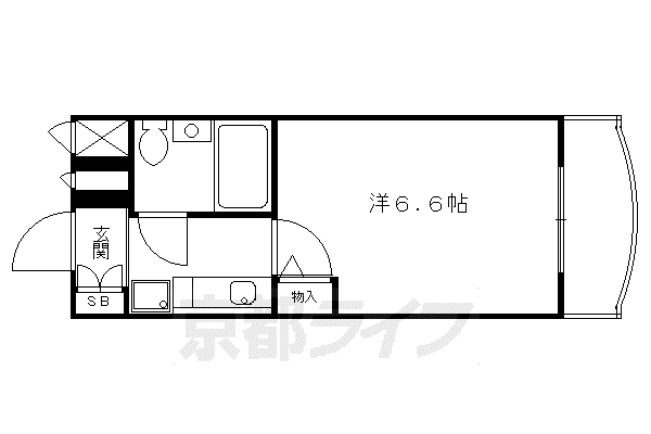 DETOM-1御所南(1K/4階)の間取り写真
