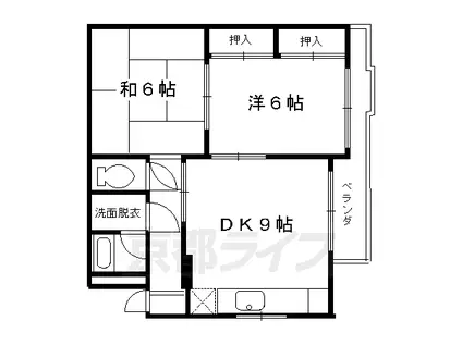 東海道本線 長岡京駅 徒歩9分 4階建 築38年(2LDK/4階)の間取り写真
