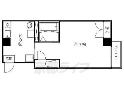 京都市烏丸線 四条駅(京都市営) 徒歩5分 8階建 築30年(1K/3階)の間取り写真