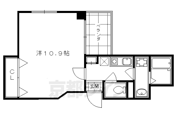 京都市烏丸線 四条駅(京都市営) 徒歩5分 8階建 築23年(1K/5階)の間取り写真