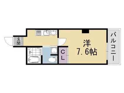 山陰本線 丹波口駅 徒歩7分 5階建 築34年(1K/1階)の間取り写真