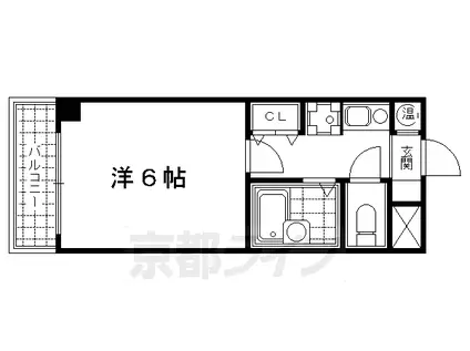 京都市烏丸線 丸太町駅(京都市営) 徒歩5分 5階建 築29年(1K/5階)の間取り写真