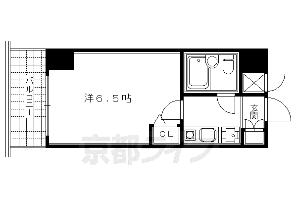 京都市烏丸線 丸太町駅(京都市営) 徒歩7分 9階建 築39年(1K/3階)の間取り写真