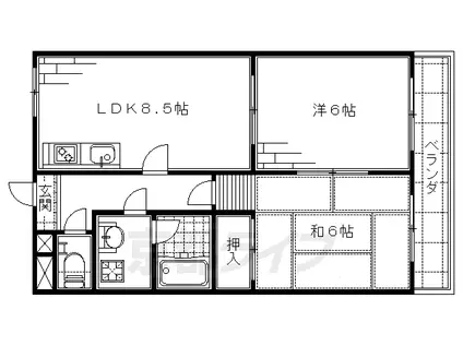 近鉄京都線 竹田駅(京都) 徒歩3分 3階建 築29年(2LDK/3階)の間取り写真
