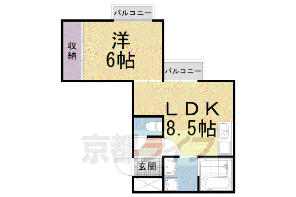 阪急電鉄京都線 西京極駅 徒歩7分 5階建 築38年(1LDK/2階)の間取り写真