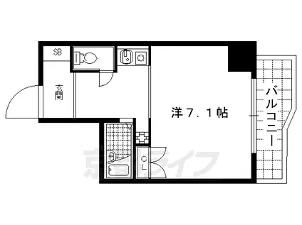阪急電鉄京都線 大宮駅(京都) 徒歩7分 8階建 築29年(1K/4階)の間取り写真