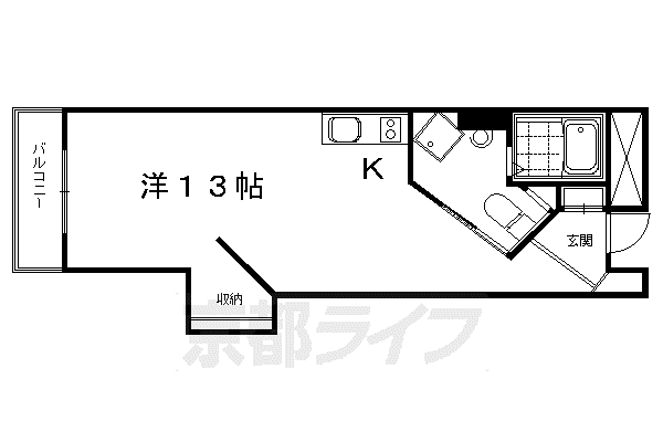 京都市烏丸線 五条駅(京都市営) 徒歩9分 7階建 築43年(ワンルーム/2階)の間取り写真