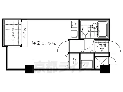 京都市烏丸線 丸太町駅(京都市営) 徒歩7分 3階建 築34年(ワンルーム/1階)の間取り写真