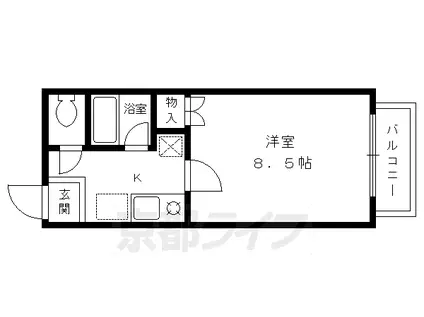 阪急電鉄京都線 大宮駅(京都) 徒歩10分 7階建 築31年(1K/3階)の間取り写真