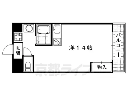 京都市東西線 京都市役所前駅 徒歩5分 8階建 築33年(1K/7階)の間取り写真