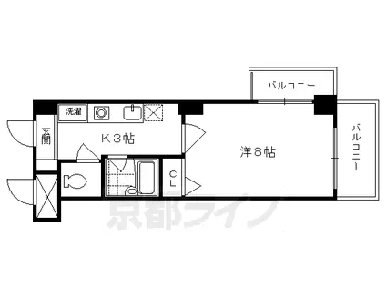 阪急電鉄京都線 大宮駅(京都) 徒歩4分 11階建 築29年(1K/6階)の間取り写真