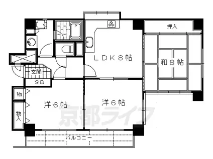 ノバカネイチ富小路(3LDK/6階)の間取り写真