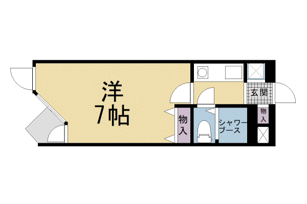 DETOM-1東山レディース(1K/4階)の間取り写真