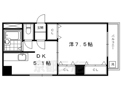 京都市東西線 東山駅(京都) 徒歩4分 5階建 築38年(1DK/2階)の間取り写真