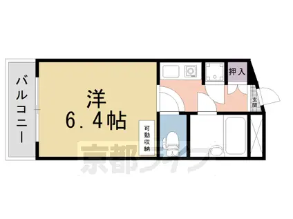 京都市東西線 東山駅(京都) 徒歩5分 4階建 築31年(1K/3階)の間取り写真