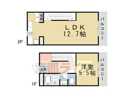 京都市東西線 東山駅(京都) 徒歩5分 4階建 築30年(1LDK/1階)の間取り写真