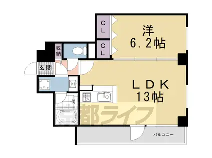 DELEAD烏丸五条(1LDK/7階)の間取り写真