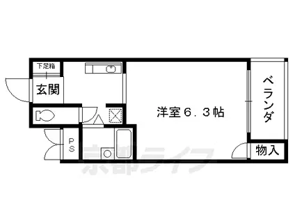 西陣パークハイツ(1K/2階)の間取り写真