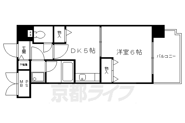 阪急電鉄京都線 大宮駅(京都) 徒歩5分 11階建 築34年(1DK/11階)の間取り写真