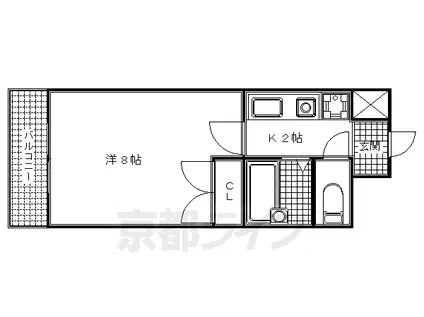 京阪電気鉄道京阪線 七条駅 徒歩2分 4階建 築28年(1K/4階)の間取り写真