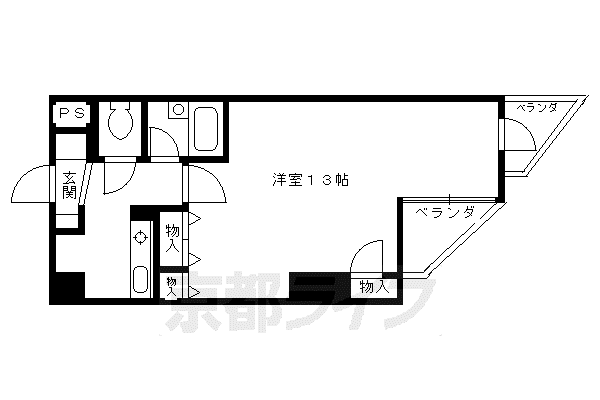 阪急電鉄京都線 大宮駅(京都) 徒歩2分 10階建 築29年(1K/5階)の間取り写真