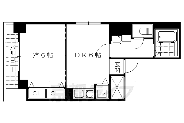 京都市烏丸線 烏丸御池駅 徒歩5分 11階建 築28年(1DK/3階)の間取り写真