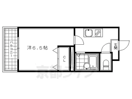 京都市東西線 東山駅(京都) 徒歩5分 6階建 築28年(1K/2階)の間取り写真