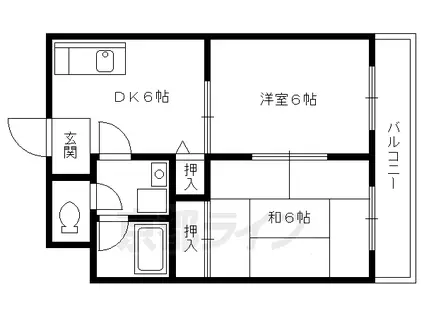 阪急電鉄京都線 大宮駅(京都) 徒歩5分 3階建 築41年(2DK/1階)の間取り写真
