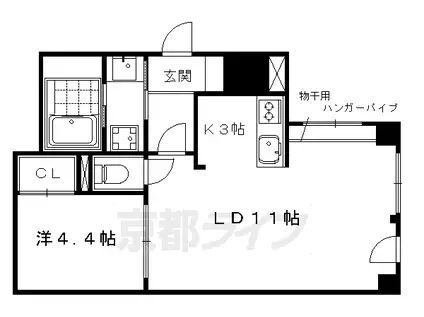阪急電鉄京都線 大宮駅(京都) 徒歩2分 9階建 築30年(1LDK/3階)の間取り写真