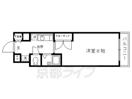 山陰本線 二条駅 徒歩10分 5階建 築27年(1K/4階)の間取り写真