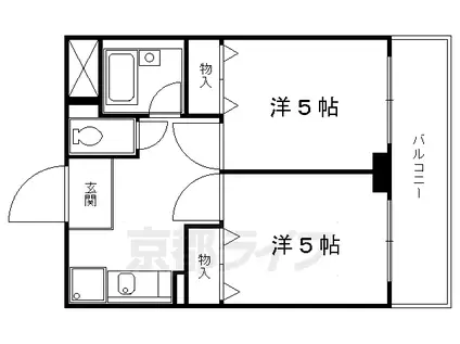阪急電鉄京都線 大宮駅(京都) 徒歩3分 5階建 築29年(2K/3階)の間取り写真