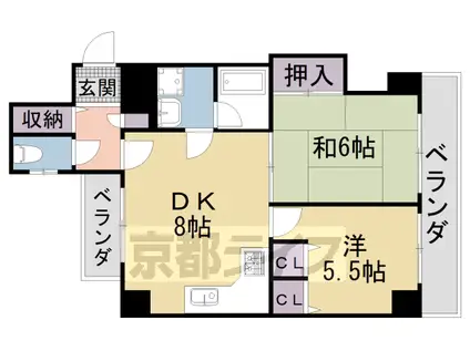 ライオンズマンション鴨川北(2DK/6階)の間取り写真