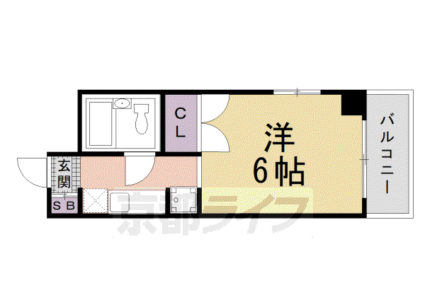 京都市烏丸線 四条駅(京都市営) 徒歩7分 5階建 築41年(1K/5階)の間取り写真