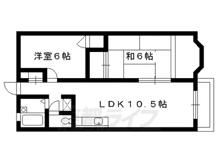 京都市烏丸線 北大路駅 徒歩23分 2階建 築34年(2LDK/2階)の間取り写真