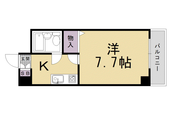 京都市東西線 太秦天神川駅 徒歩17分 5階建 築37年(1K/3階)の間取り写真