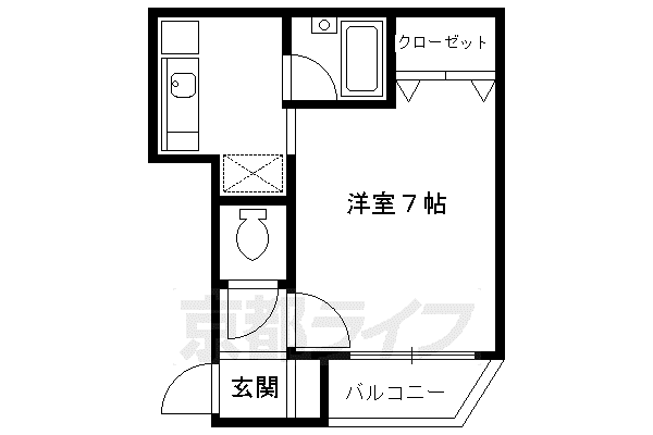 京阪電気鉄道京阪線 祇園四条駅 徒歩7分 3階建 築28年(1K/1階)の間取り写真