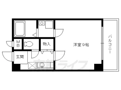 京都市烏丸線 四条駅(京都市営) 徒歩8分 7階建 築27年(1K/5階)の間取り写真