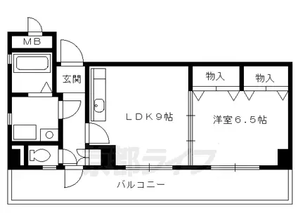 京都市烏丸線 四条駅(京都市営) 徒歩8分 7階建 築26年(1LDK/3階)の間取り写真