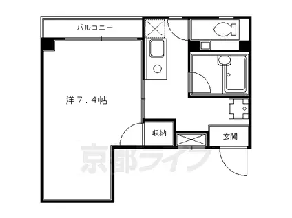 京都市烏丸線 五条駅(京都市営) 徒歩5分 4階建 築27年(1K/2階)の間取り写真