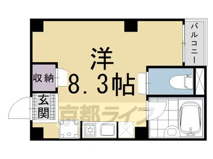 京都市烏丸線 五条駅(京都市営) 徒歩5分 4階建 築26年(1K/4階)の間取り写真